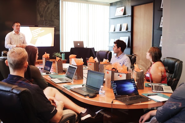 Creative team discussing designs