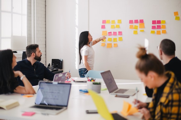Entrepreneurs brainstorming in office
