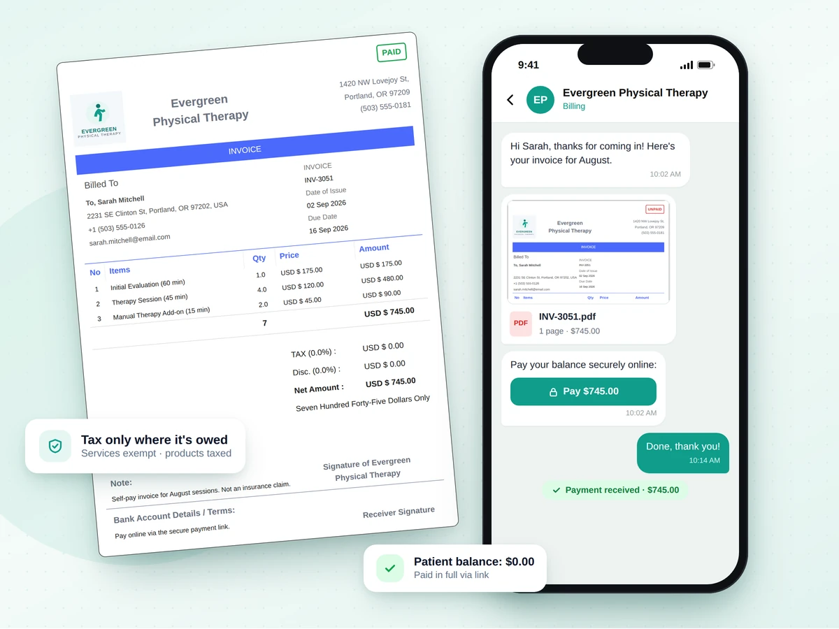 Healthcare services invoicing app