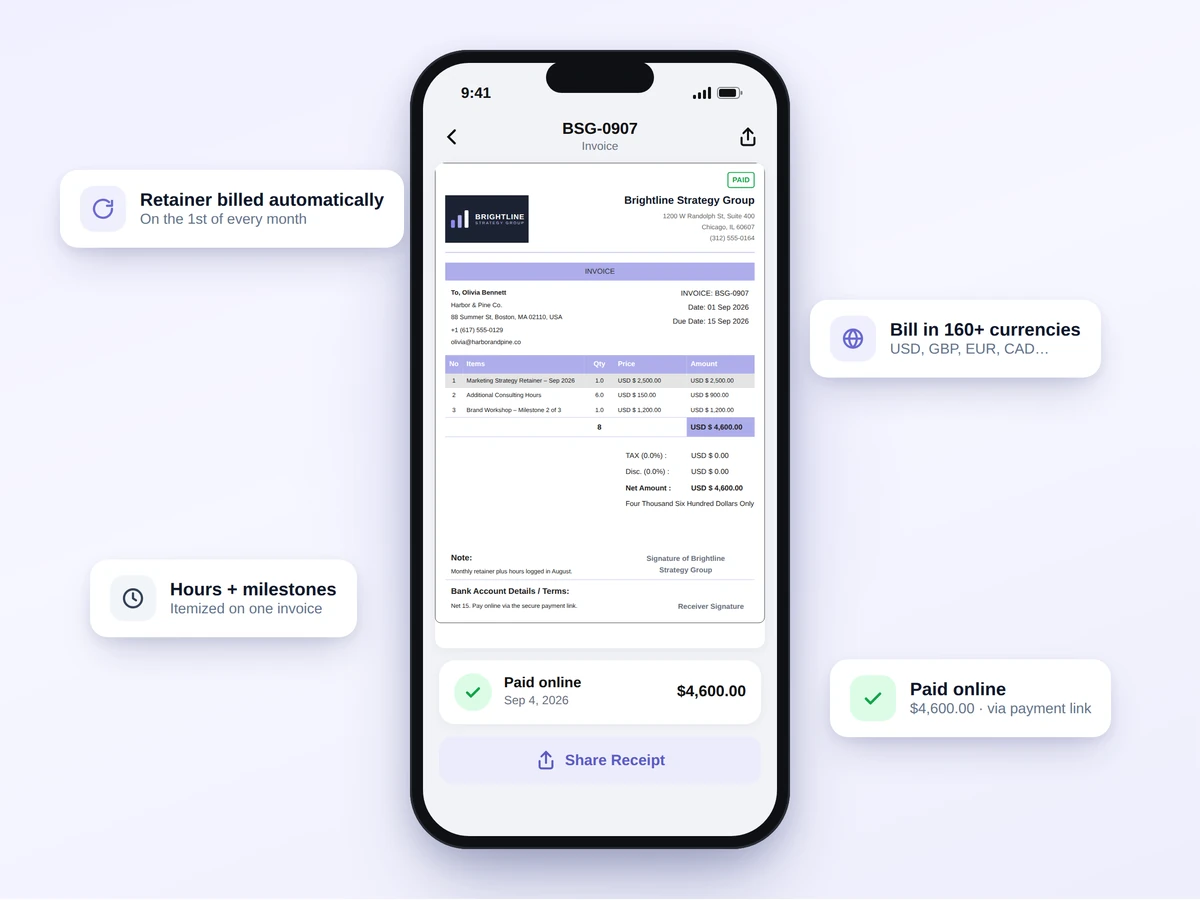 Home services invoicing app