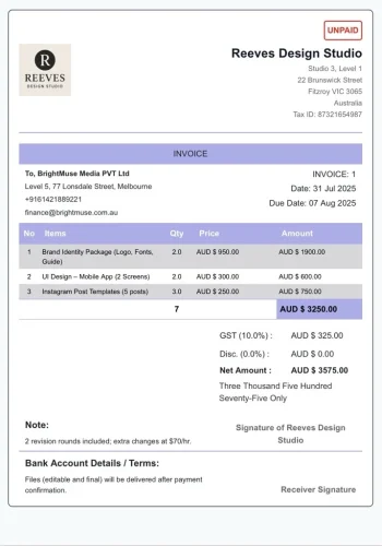 AUD - Designer Invoice