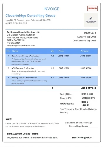 USD - Bank Details