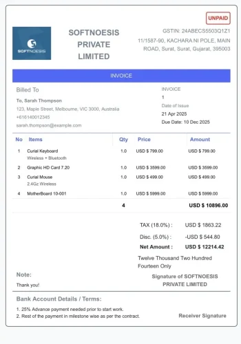 USD - Graphic Designer Invoice